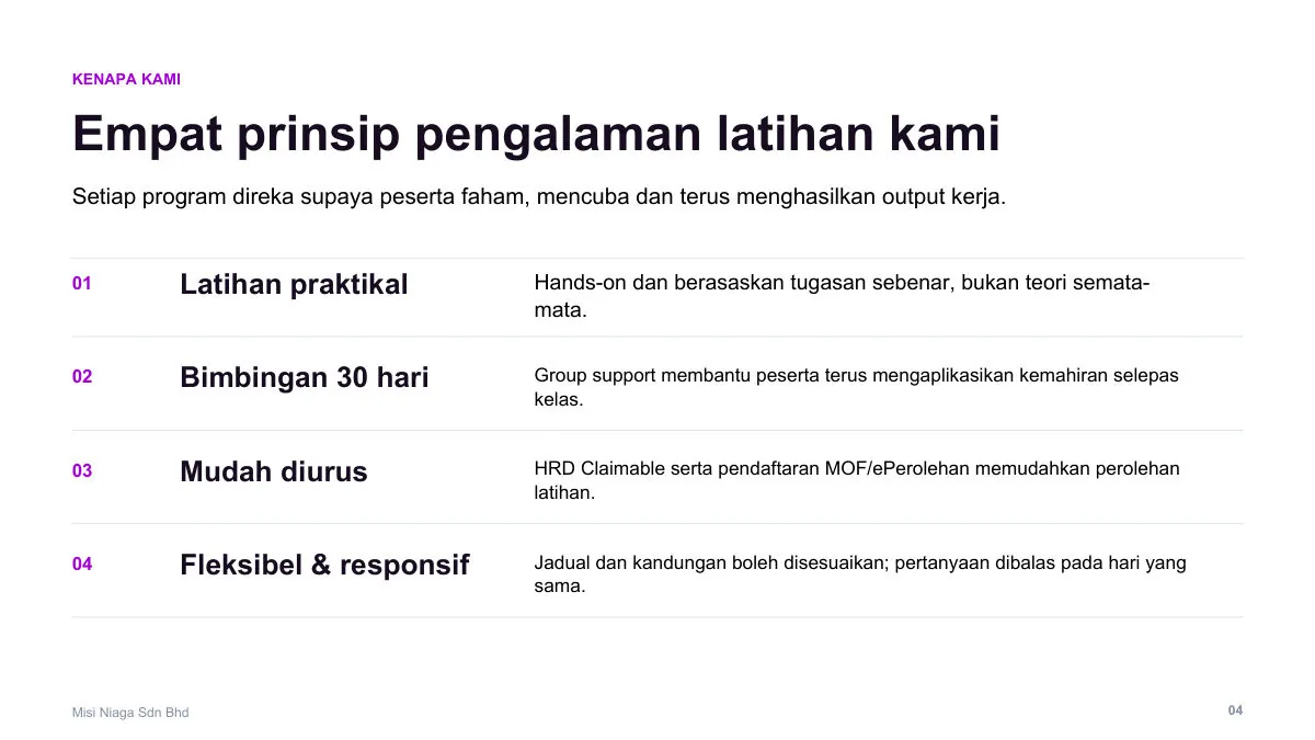 Contoh 2: Company Profile (By ChatGPT) — slide 4