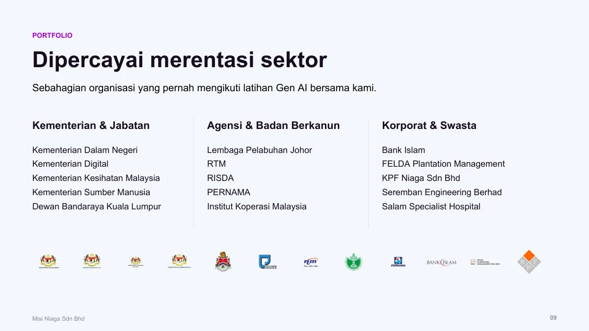 Contoh 2: Company Profile (By ChatGPT) — slide 9