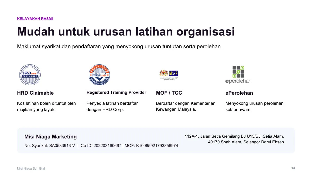 Contoh 2: Company Profile (By ChatGPT) — slide 13