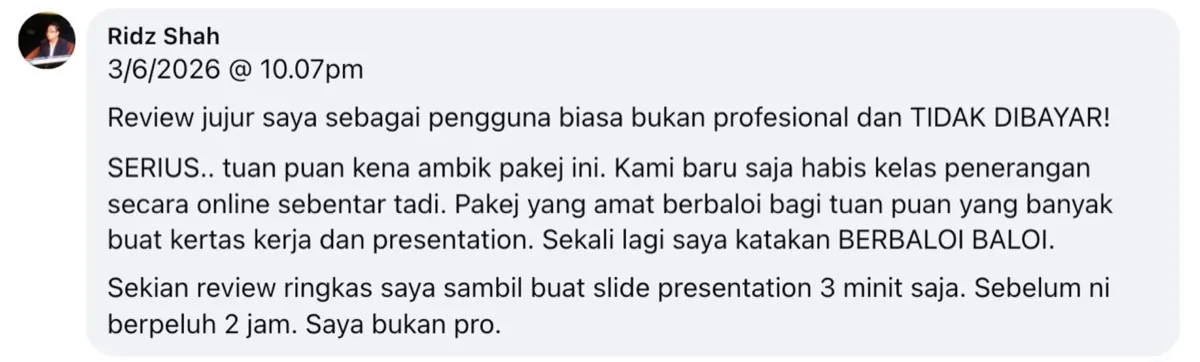Tangkap layar maklum balas pembeli