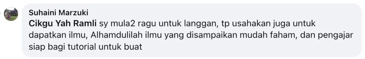 Tangkap layar maklum balas pembeli